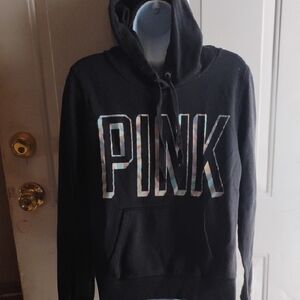 Victoria's Secret Black Hoodie with Multicolor PINK Logo